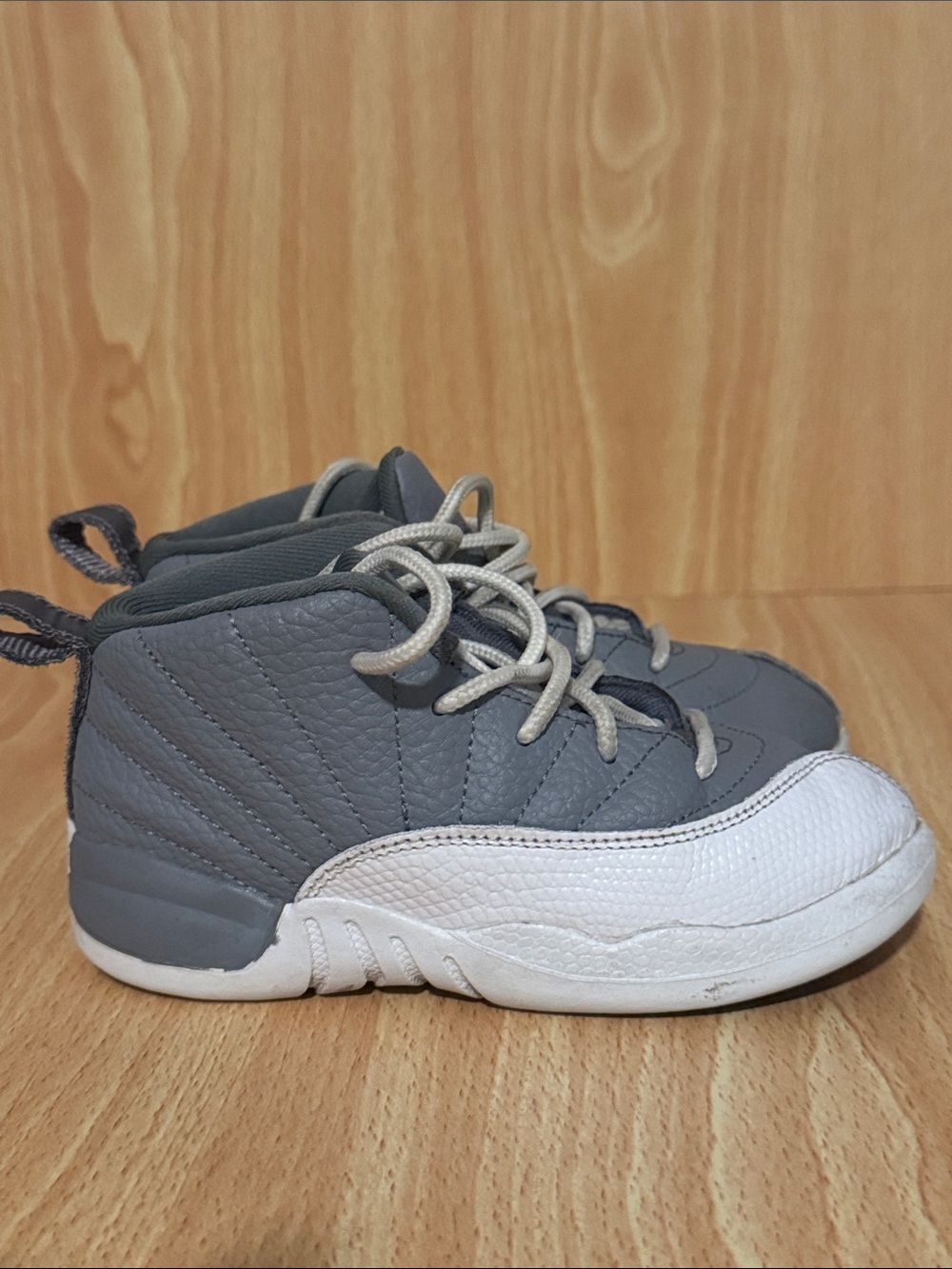 Jordan 12 Kids  Gray and White Sneakers - 10C